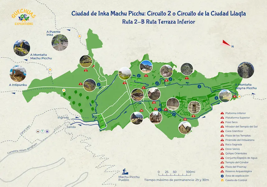 Rota 2-B Terraço Inferior, circuitos em machu picchu