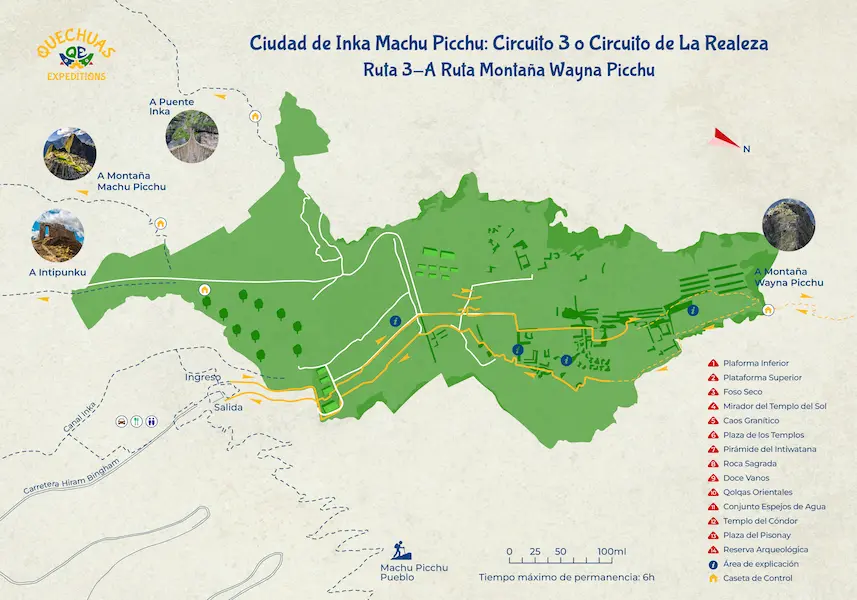 Rota 3-A Montanha Huayna Picchu, circuitos em machu picchu